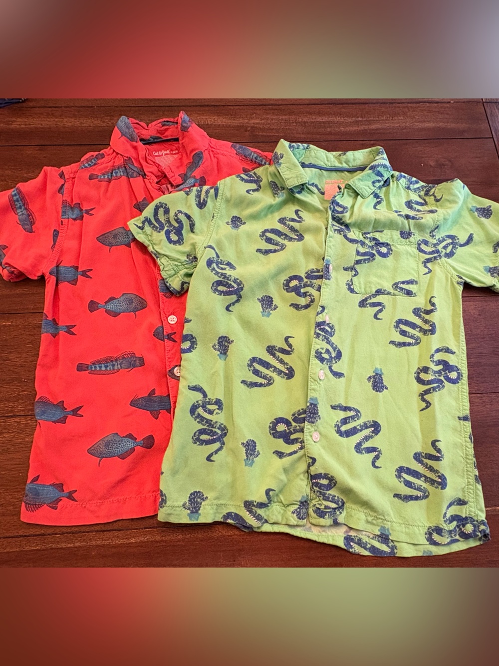 Cat & Jack Fish and Snake Short-Sleeve Button Shirts